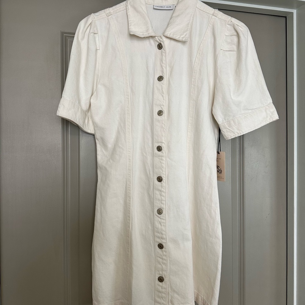 Sincerely Jules Cream Puff Sleeve Mini Dress